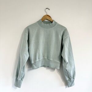 Talentless Cropped Sweatshirt pastel aqua washed fabric heavy cotton